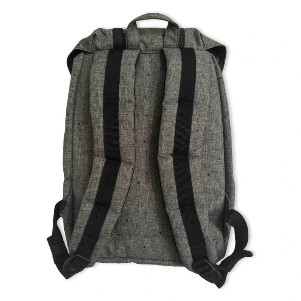 Herschel Little America Heathered Gray Black Dot Backpack EUC - Picture 2 of 5